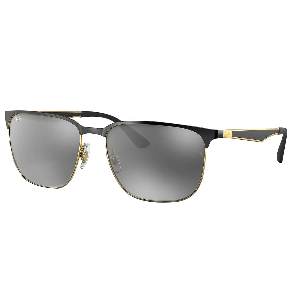 Ray-Ban Clubmaster Black & Gold/Arista Metal Sunglasses w/Grey Mirror Silver Gradient Lenses 0RB3569-187/88-59 in Black/Gold - Ray-Ban