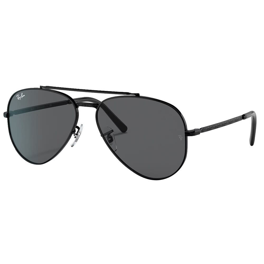 Ray-Ban New Aviator Polished Black Sunglasses w/Dark Grey Lenses 0RB3625-002/B1-58 - Ray-Ban