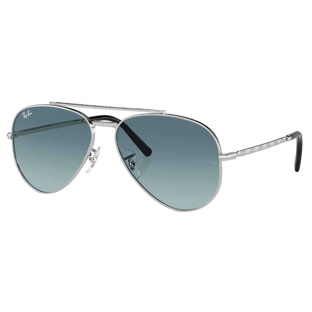 Ray-Ban New Aviator Polished Silver Sunglasses w/Blue Lenses 0RB3625-003/R5-58 in Polished Legend Gold - Ray-Ban