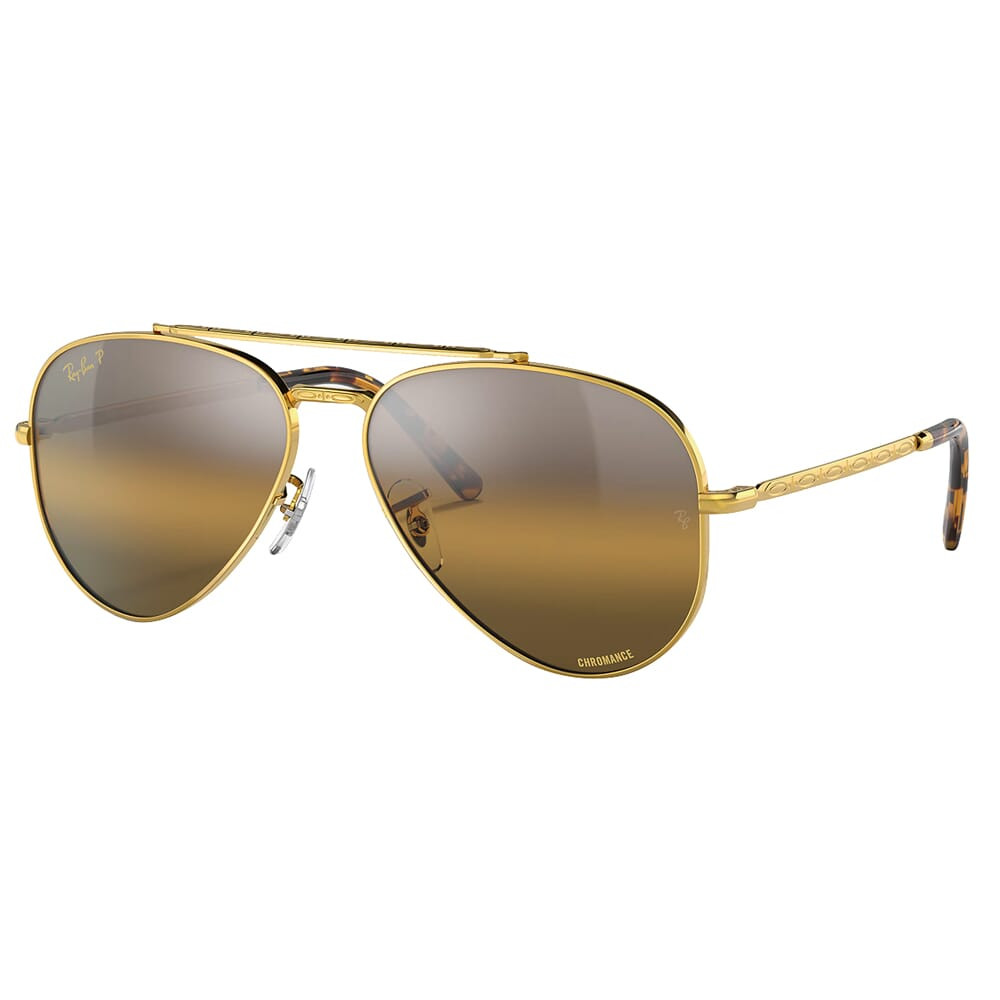 Ray-Ban New Aviator Polished Legend Gold Sunglasses w/Clear-to-Dark Brown Gradient Polarized Chromance Lenses 0RB3625-9196G5-58 - Ray-Ban