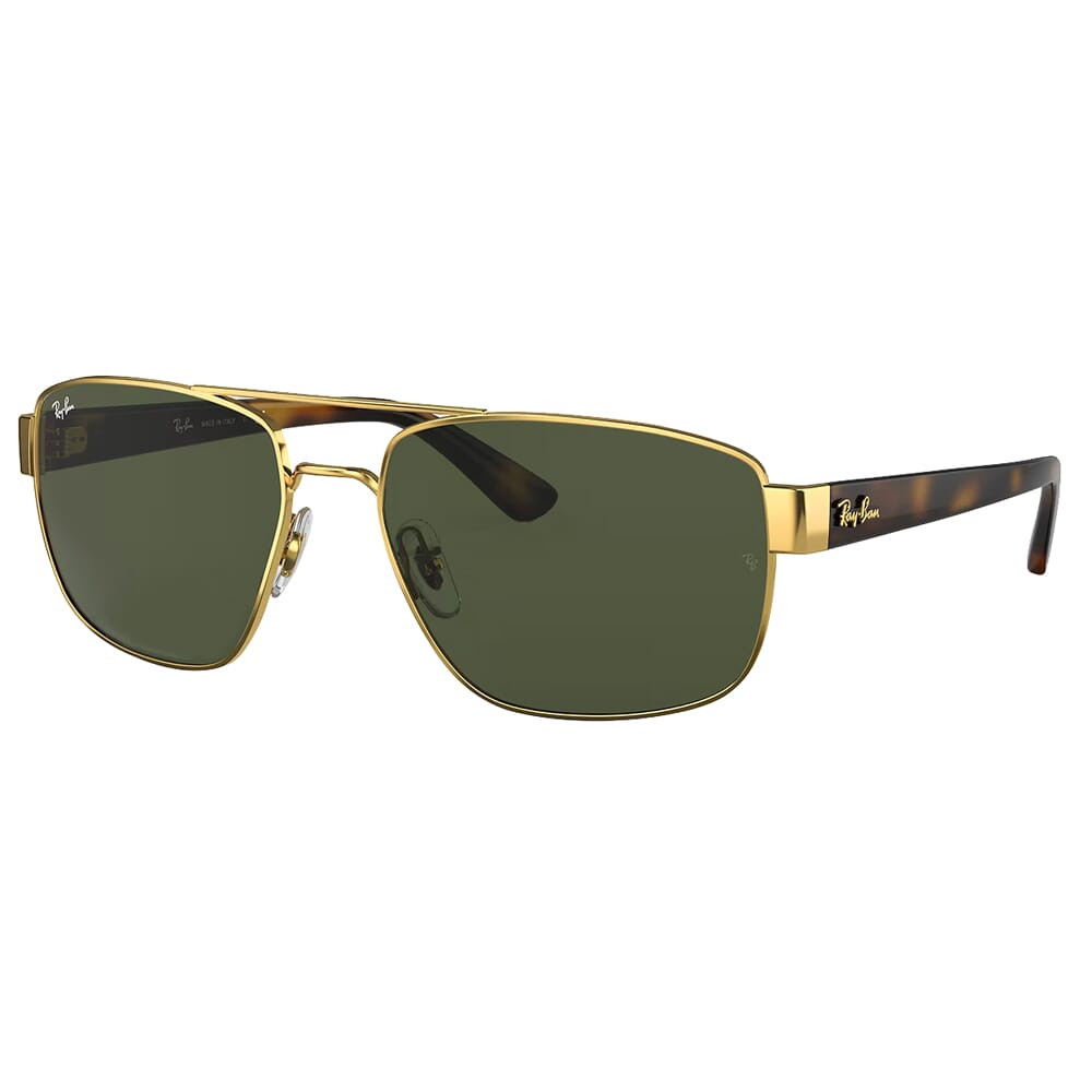 Ray-Ban 0RB3663 Polished Gold Sunglasses w/G-15 Green Lenses 0RB3663-001/31-60 - Ray-Ban