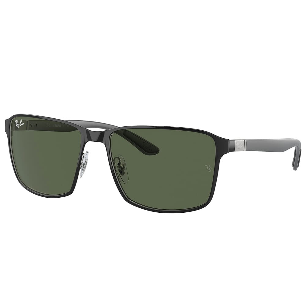 Ray-Ban 0RB3721 Black on Silver Sunglasses w/Dark Green Lenses 0RB3721-914471-59 in Polished Black On Silver - Ray-Ban