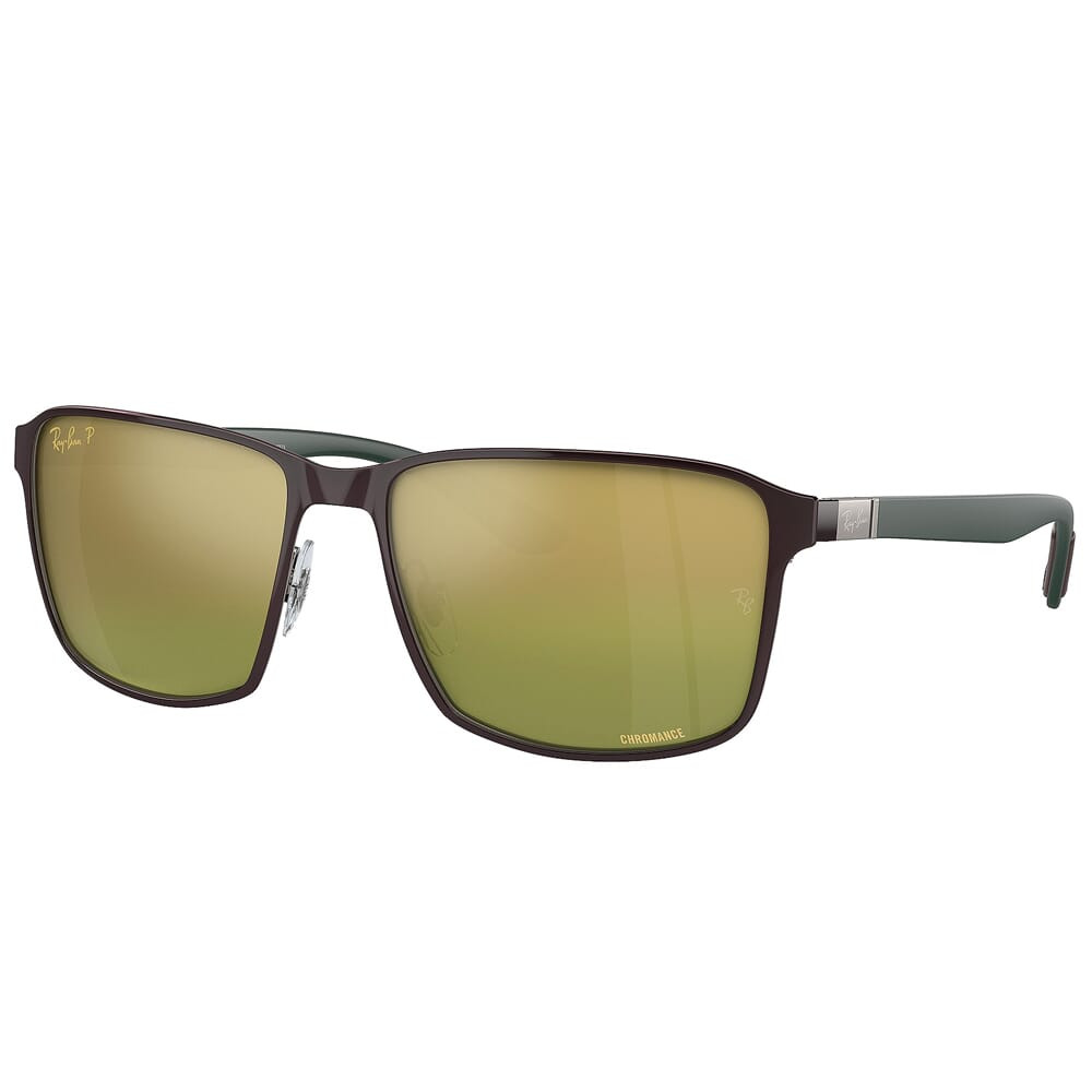 Ray-Ban 0RB3721CH Brown on Gunmetal Sunglasses w/Polarized Green Mirror/Gold Lenses 0RB3721CH-188/6O-59 - Ray-Ban