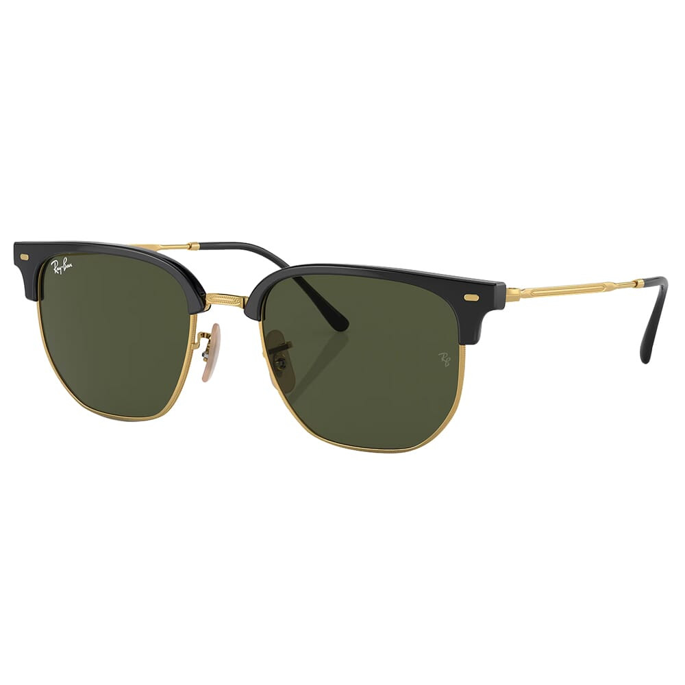 Ray-Ban New Clubmaster Polished Black/Gold Sunglasses w/G-15 Green Lenses 0RB4416-601/31-53 - Ray-Ban