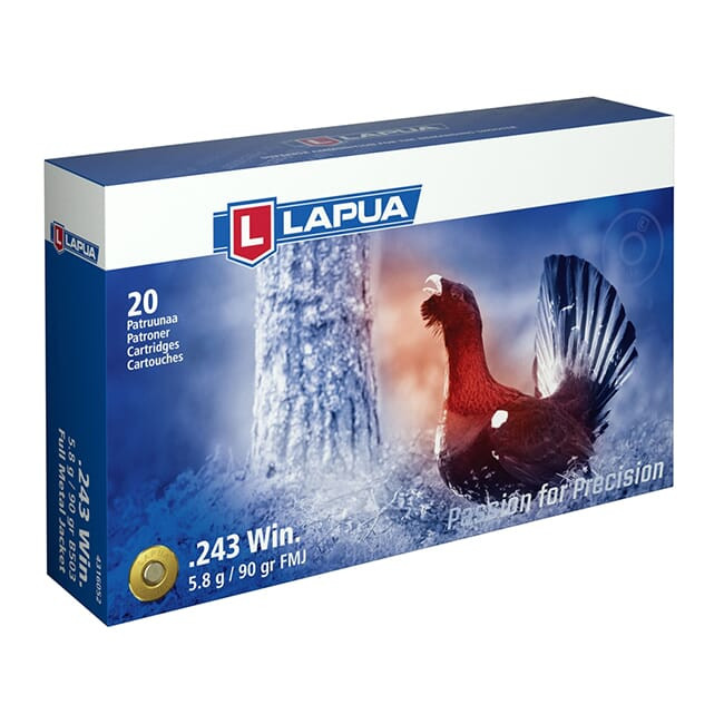 Lapua 243 Winchester 90gr FMJ Ammo Box of 20 4316052 - Lapua