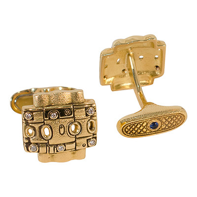 Alex Sepkus 18k Sapphire/Diamond "Open Oval" Cufflinks C-16 - Alex Sepkus