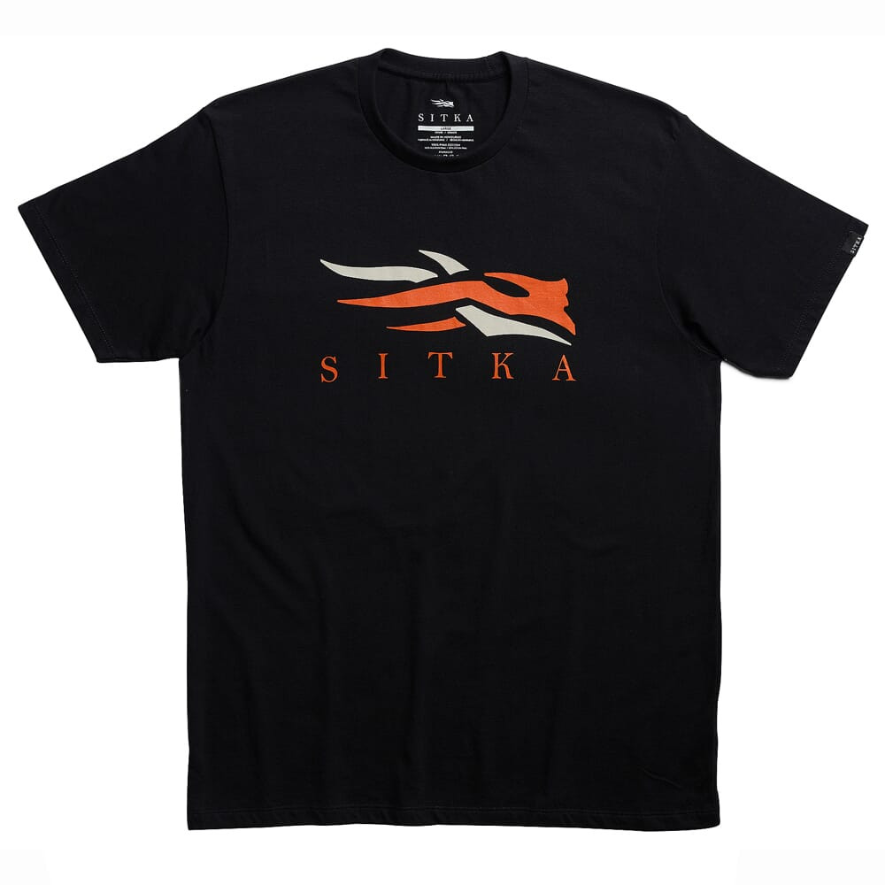 Sitka Gear Icon T-Shirt Black Orange XX Large 600087-BKOR-XXL Top - Sitka Gear