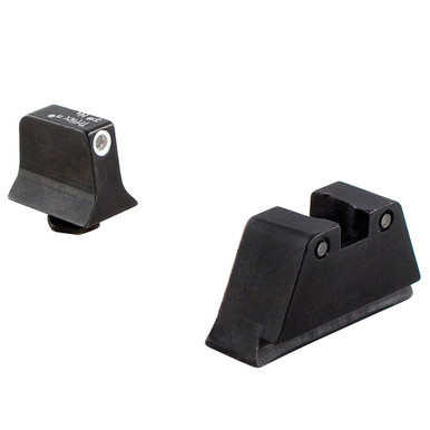 Trijicon Bright & Tough 3-Dot WHT Outline/GRN Front/BLK Outline/ORG Rear Night Sight Suppressor Set for Standard Frame Glock Models 600659 in Front - Trijicon