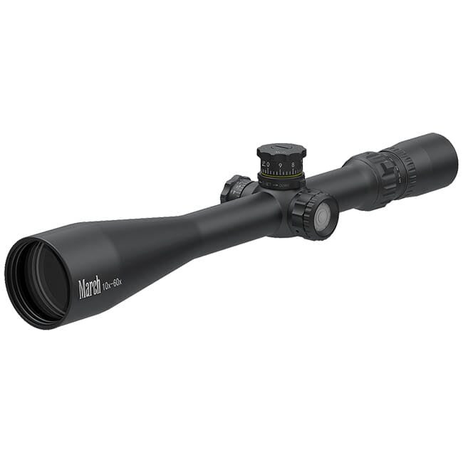 March Scopes March Tactical 10-60x52mm MTR-5 Reticle 1/8MOA Illuminated Riflescope D60V52TI-MTR-5-800204