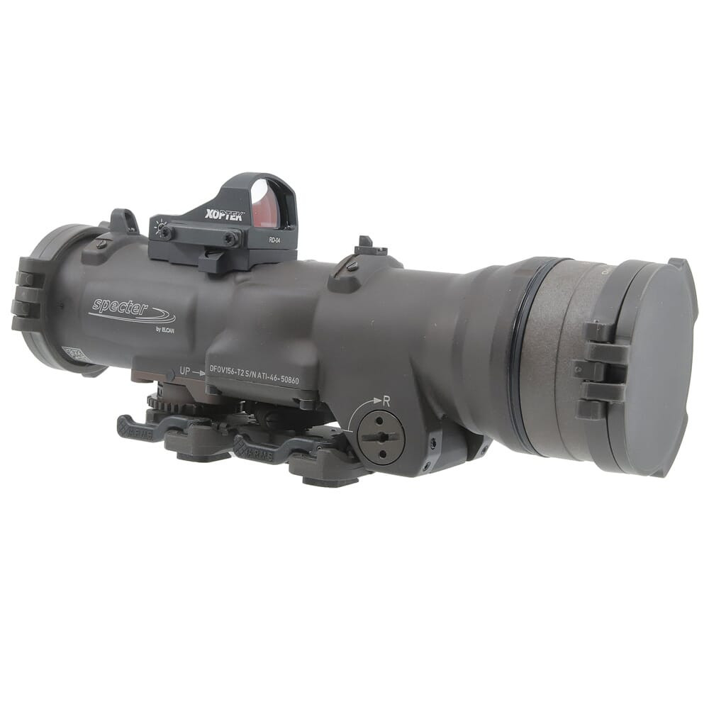 Elcan SpecterDR 1.5x/6x 5.56mm FDE Riflescope w/Flip Covers, ARD, A.R.M.S. & 4MOA XOPTEK DFOV156-F1-X4 - Elcan