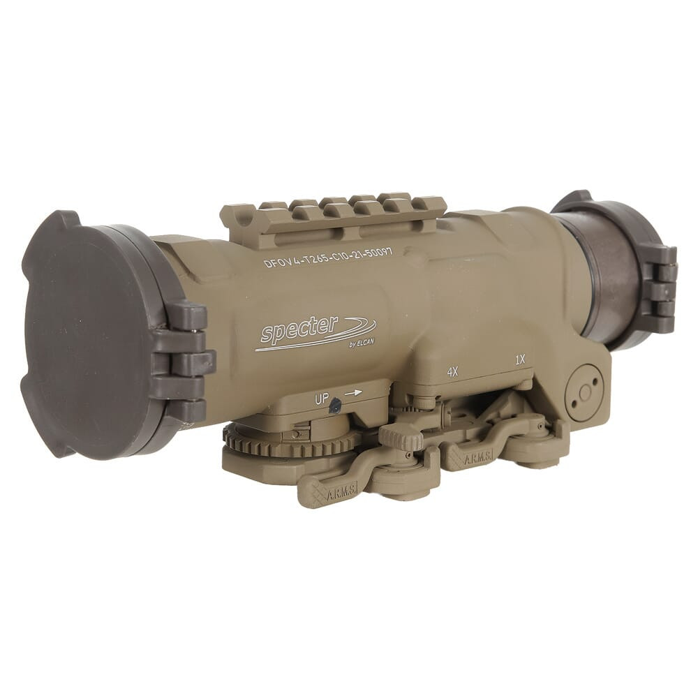 Elcan SpecterDR 1x/4x 5.56 BDC FDE Scope w/Flip Covers, ARD & A.R.M.S. Levers DFOV4-T265-C10 - Elcan