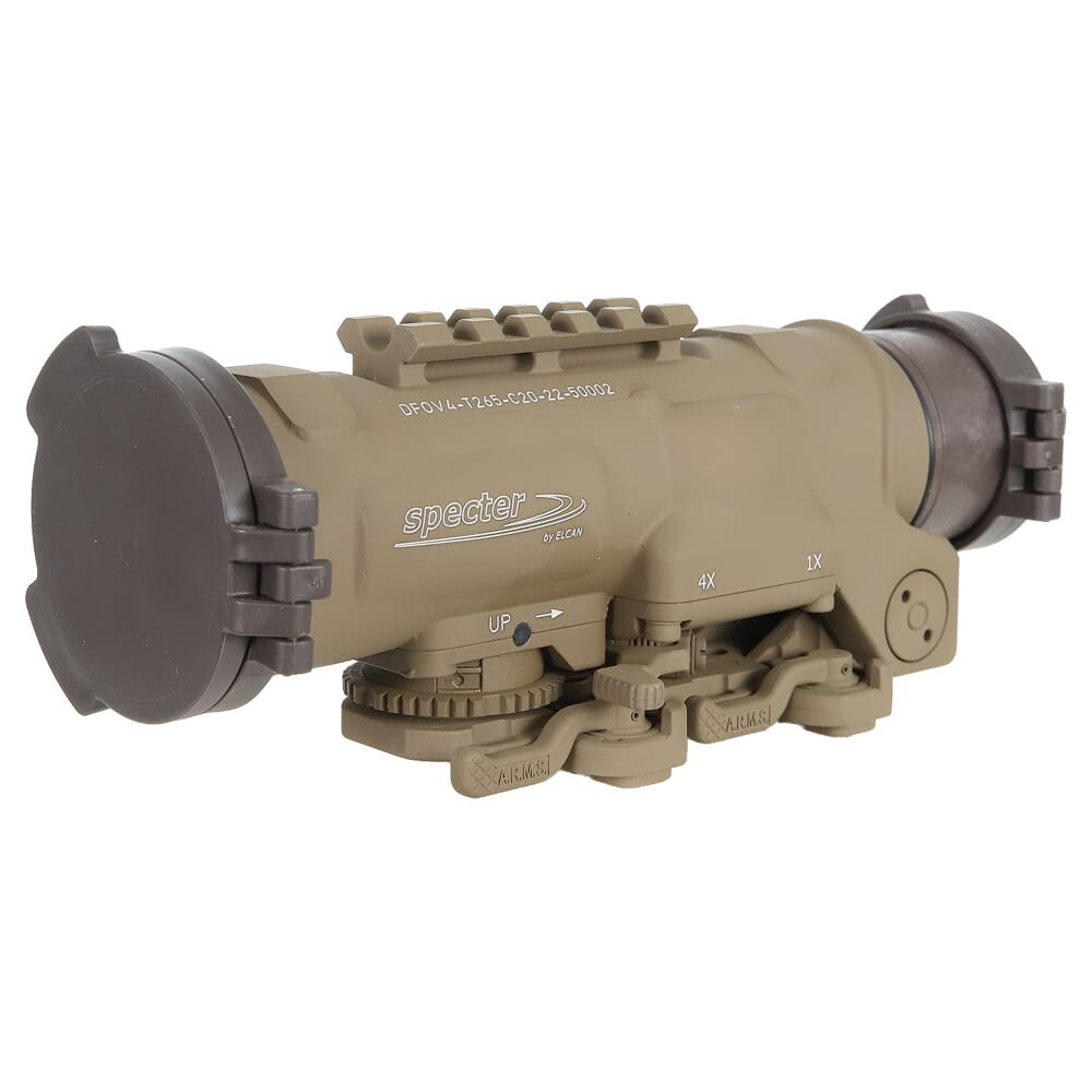 Elcan SpecterDR 1x/4x 7.62 BDC FDE Scope w/Flip Covers, ARD & A.R.M.S. Levers DFOV4-T265-C20 - Elcan