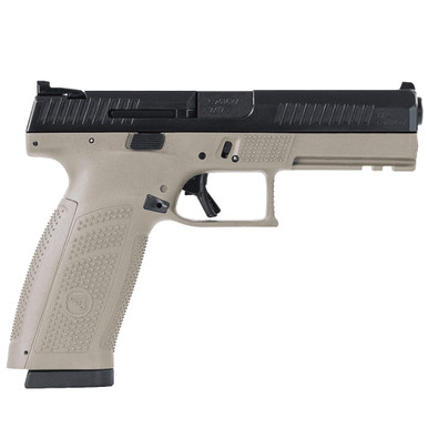 CZ-USA P-10 F 9mm 10rd FDE Handgun w/Polymer Frame, Nitride Slide, Fixed Sights, 3 Back Straps, Rev Mag Catch 81541 - CZ-USA