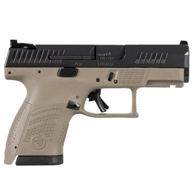 CZ-USA P-10 S 9mm 10rd FDE Handgun w/Polymer Frame, Nitride Slide, Fixed Sights, 3 Back Straps, Rev Mag Catch 81561 - CZ-USA