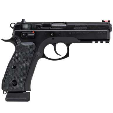 CZ-USA 75 SP-01 9mm 19rd Blk Handgun w/Polycoat Steel, FO Front/Fixed Rear, Manual Safety, Blk Rubber Grips 89152 - CZ-USA