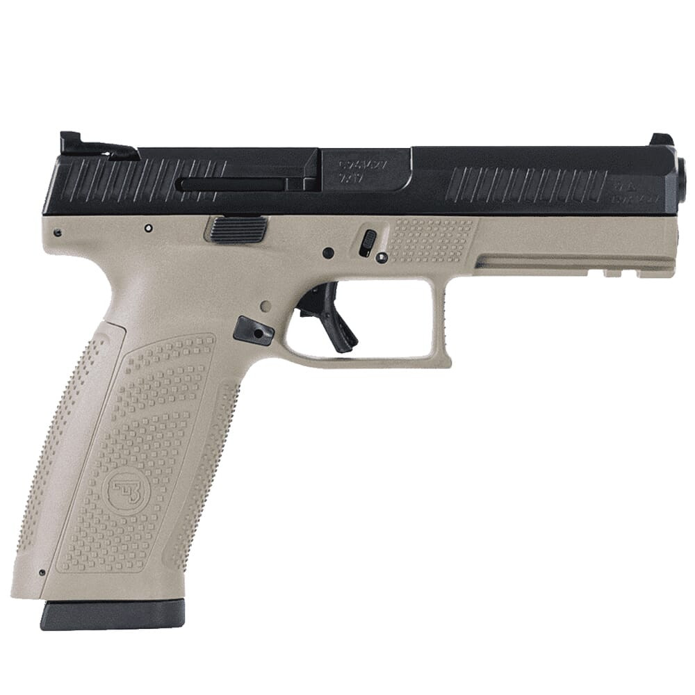 CZ-USA P-10 F 9mm 4.5" Bbl 19rd FDE Handgun w/Polymer Frame, Nitride Slide, Fixed Sights, 3 Back Straps, Rev Mag Catch 89541