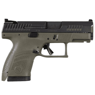 CZ-USA P-10 S 9mm 12rd ODG Handgun w/Polymer Frame, Nitride Slide, Fixed Sights, 3 Back Straps, Rev Mag Catch 89565 - CZ-USA