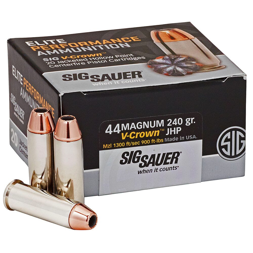 Sig Sauer Ammo .44 Rem Mag 240gr Elite V-Crown Jacketed Hollow Point 20/Box E44MA1-20 - Sig Sauer