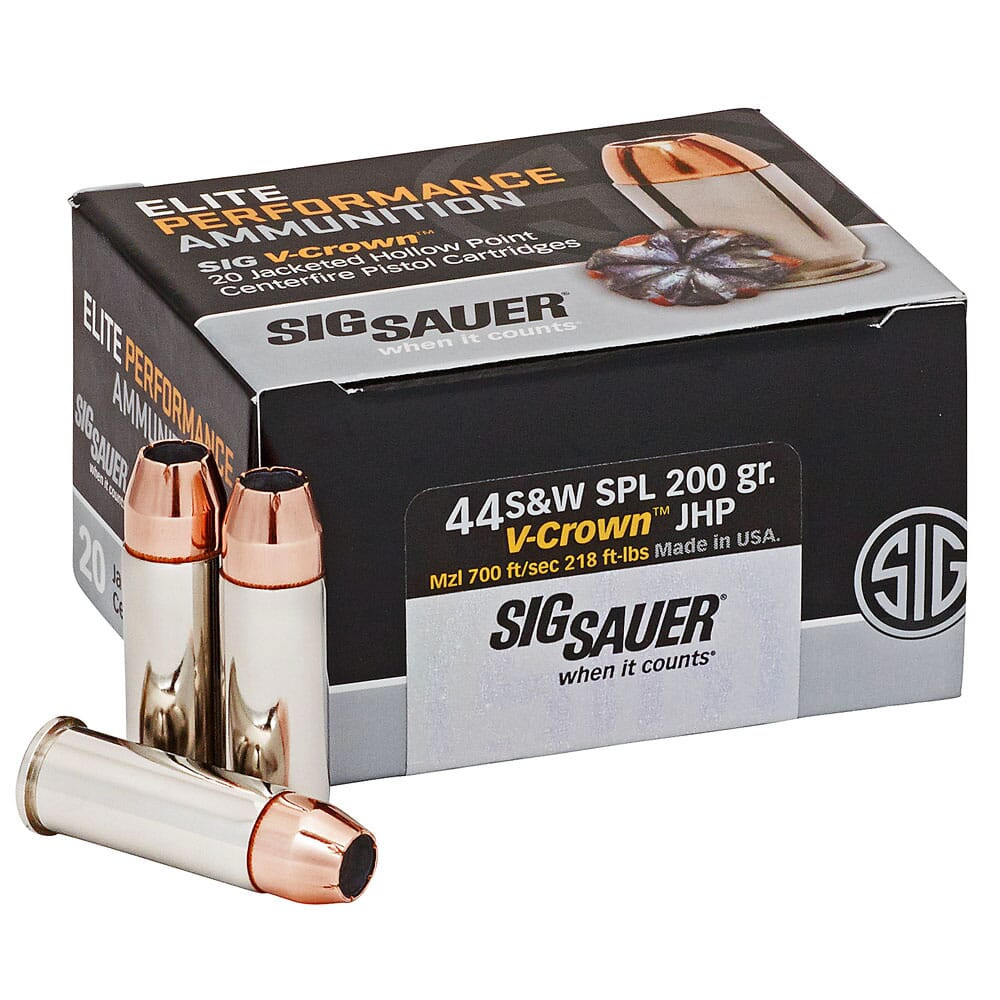 Sig Sauer Ammo .44 Special 200gr Elite V-Crown Jacketed Hollow Point 20/Box E44SP1-20 - Sig Sauer