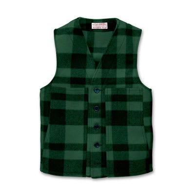 Filson 34 Green/Black Mackinaw Wool Vest FIL-10055-GB in Green Black - Filson
