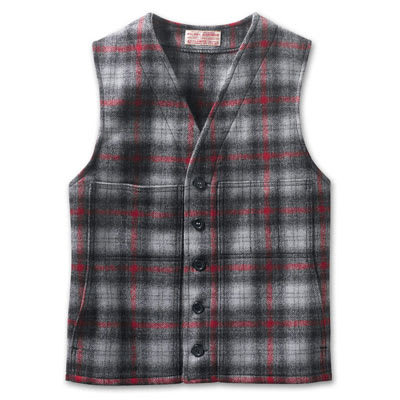 Filson 36 Gray/Multi Mackinaw Wool Vest FIL-10055-GM in Gray Multicolor Plaid - Filson