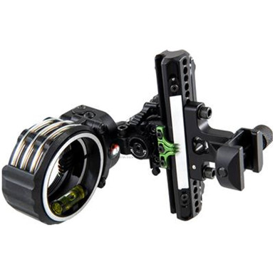 AXCEL Archery Driver Slider Sight - Picatinny - w/ AccuStat II Scope - Micro 4 Pins - .010 Fiber - Stealth ADVR-P410-4AB in Green