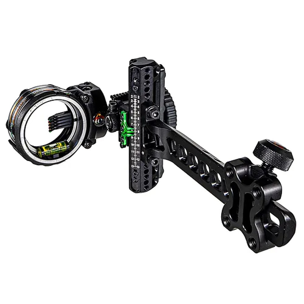 AXCEL Archery Driver Slider Sight - Standard Pro Bar - w/ AccuStat II Scope - Micro 5 Pins - .010 Fiber - Stealth ADVR-S510-4AB in Green - Axcel