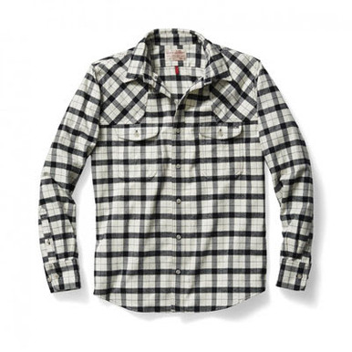 Filson Hunting Shirt Cream Flannel Black LG 10497 in Cream/black, Large - Filson