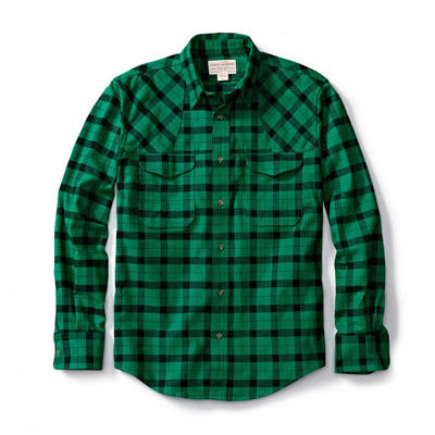 Filson Hunting Shirt Flannel Green Black SM 10497, Small - Filson