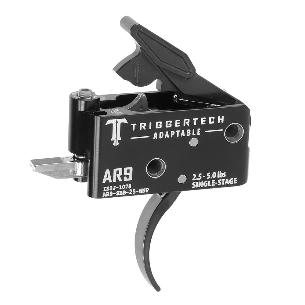 TriggerTech AR9/MPX/FX9 Single Stage Black/Black Adaptable Pro Curved 2.5-5.0 lbs Trigger AR9-SBB-25-NNP - TriggerTech
