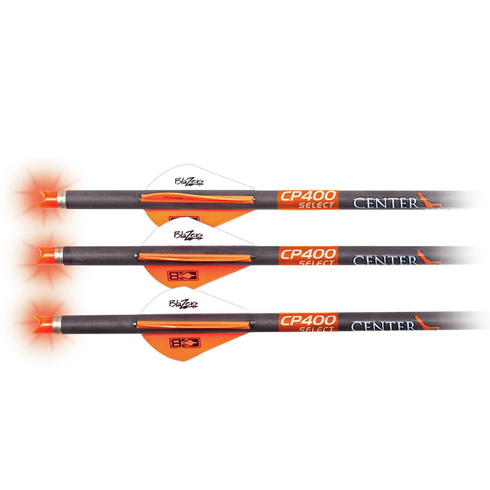 CenterPoint Archery Centerpoint CP400 Select 20" 400gr Carbon Arrow w/Orange Lighted Nock 3pk AXCP4SLN3PK - Center Point