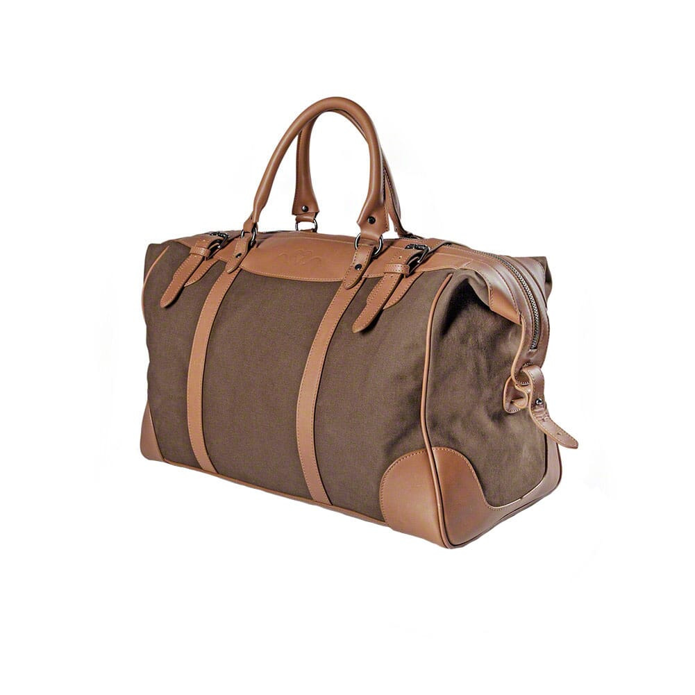 Blaser Leather/Twill Weekender BAO002 in Brown Leather/twill, 20" x 10" x 11" (L x W x H) - Blaser
