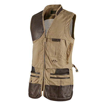 Blaser Men 's Parcours Shooting Vest (Brown w/leather accents) XL BAOVMBRO - Blaser