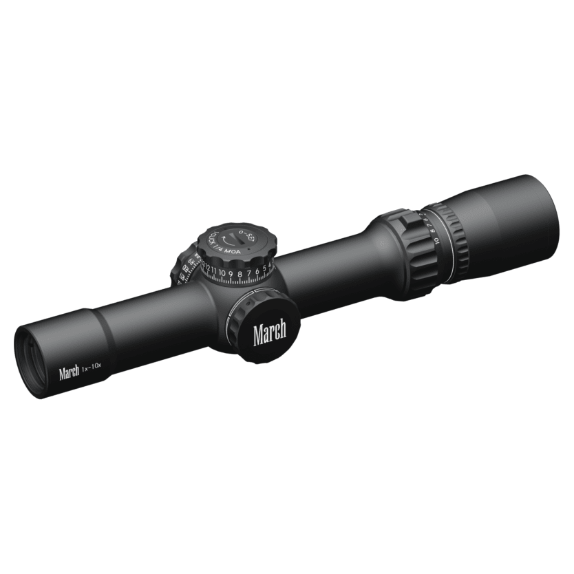 March Scopes March Compact Tactical 1-10x24 Di-plex Reticle 1/4MOA Riflescope D10V24T - March Scopes