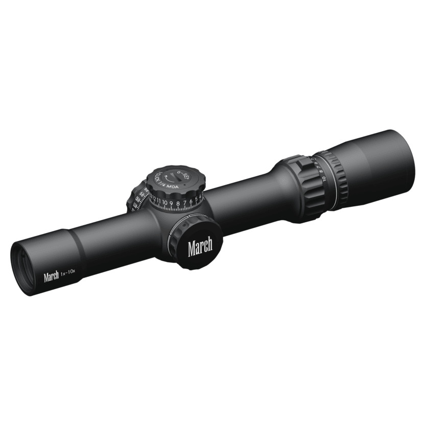 March Scopes March Compact Tactical 1-10x24 Di-plex Reticle 1/4MOA Riflescope D10V24T - March Scopes