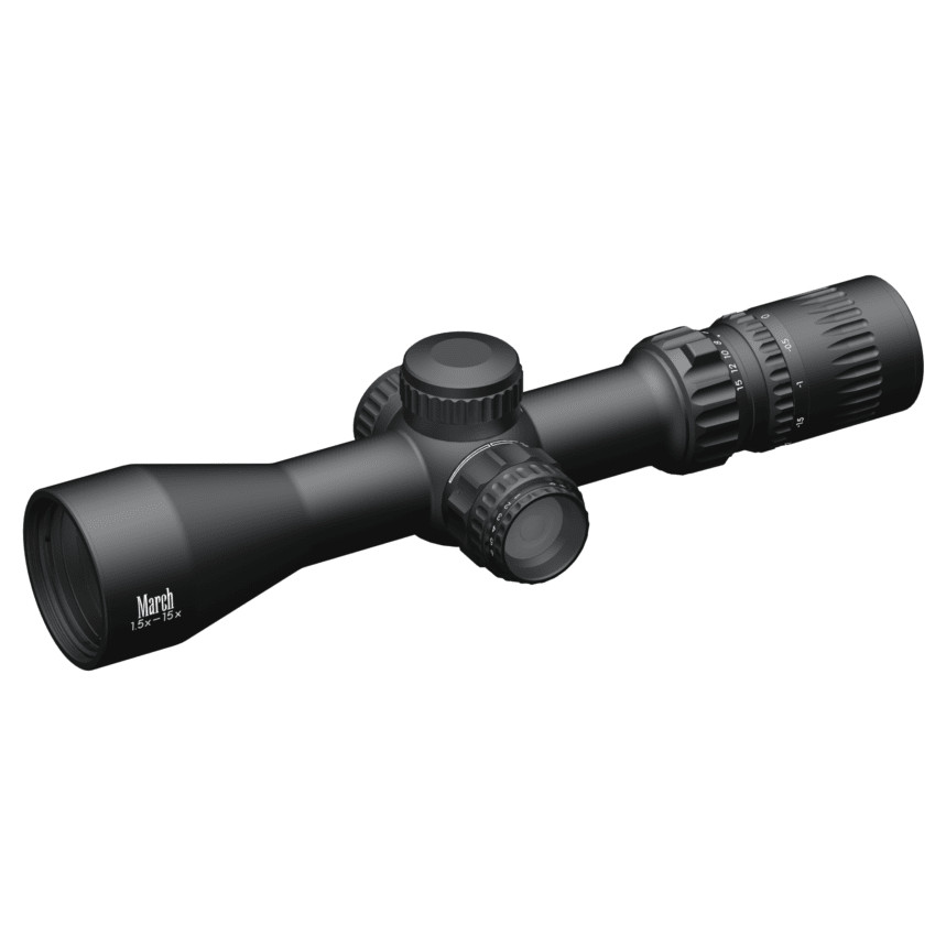 March Scopes March 1.5x-15x42 FD-1 Reticle 0.1MIL Illuminated Riflescope D15V42IML-FD-1 - March Scopes