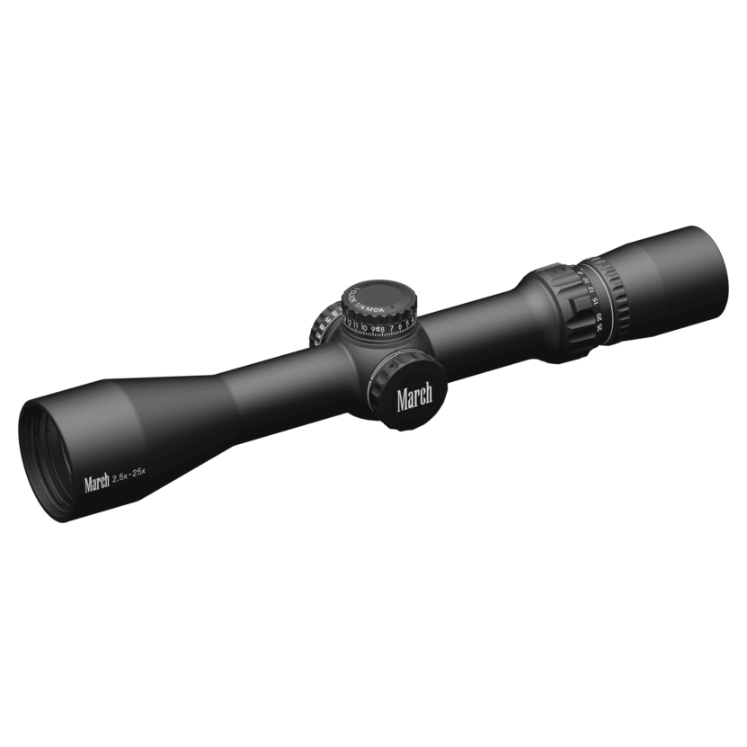 March Scopes March Compact 2.5-25x42 Di-plex Reticle 1/4MOA Riflescope D25V42 - March Scopes