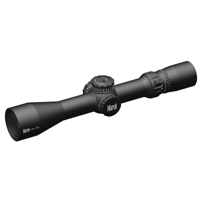 March Scopes March Compact Tactical 2.5-25x42 Di-plex Reticle 1/4MOA Riflescope D25V42T - March Scopes