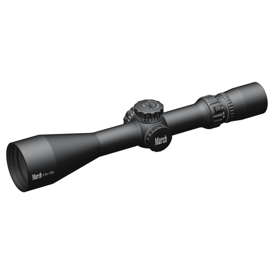 March Scopes March Compact 2.5-25x52 Di-plex Reticle 1/4MOA Riflescope D25V52T - March Scopes