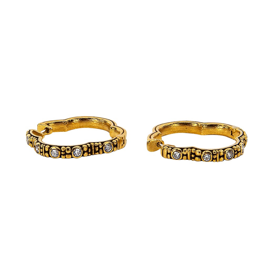 Alex Sepkus 18k and Diamond "Quatrefoil" Huggie Earrings, 10 Diamonds (0.30ct) E-233D - Alex Sepkus