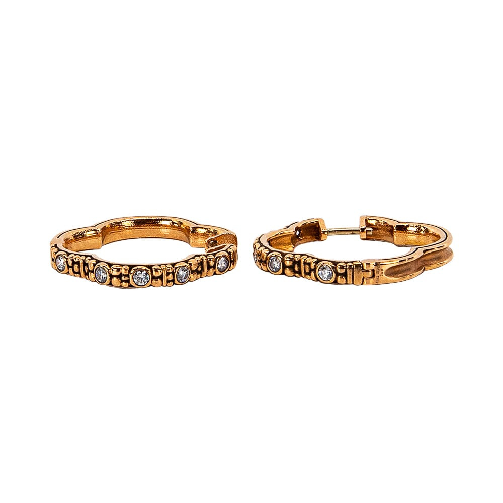 Alex Sepkus Rose Gold and Diamond "Quatrefoil" Huggie Earrings, 10 Diamonds (0.30ct) E-233RD - Alex Sepkus