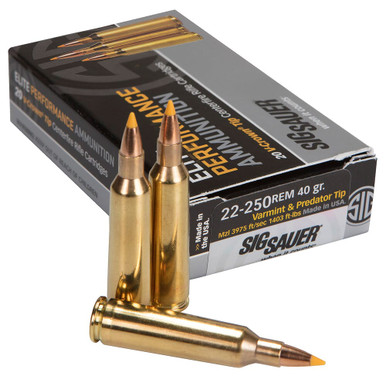 Sig Sauer Ammo .22-250 Rem 40gr Varmint & Predator 20/Box E225V1-20 - Sig Sauer