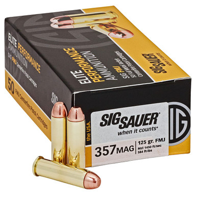 Sig Sauer Ammo .357 Mag 125gr Elite Ball Full Metal Jacket 50/Box E357MB-50 - Sig Sauer