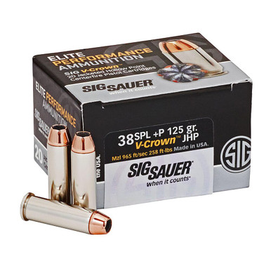 Sig Sauer Ammo Elite V-Crown .38 Special +P 125gr JHP 20/Box E38SP1-20 - Sig Sauer