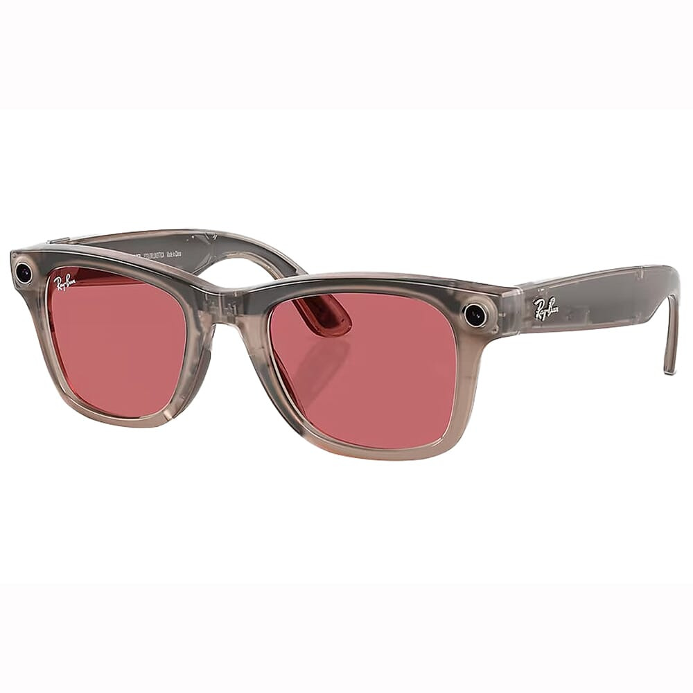 Ray-Ban Meta Wayfarer Glasses L Shiny Warm Stone Transitions Watermelon Red 0RW4008-6705P5 - Ray-Ban