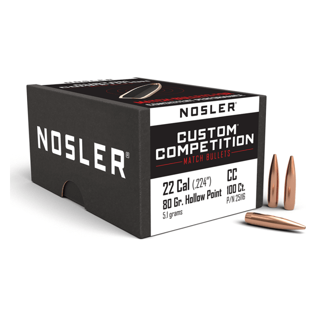 Nosler Custom Competition CC - 22 80g HPBT (100ct) Bullets 25116