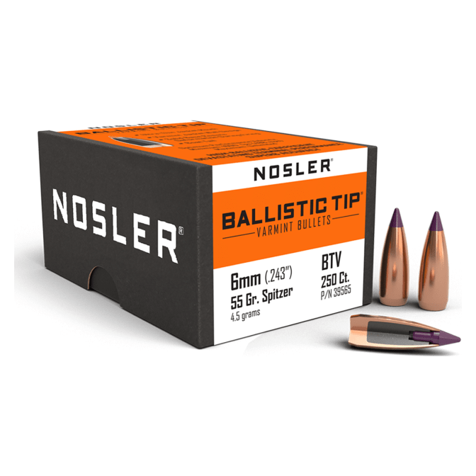 Nosler Ballistic Tip Varmint BT - 6mm 55g SP (250ct) Bullets 39565