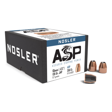 Nosler Hand Gun - Assured Stopping Power (ASP) HG - ASP 10mm 135g JHP (.400") (250 bulk ct) Bullets 44852