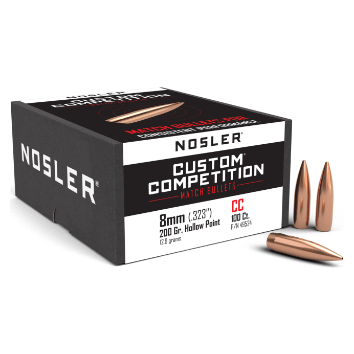 Nosler Custom Competition CC - 8mm 200g HPBT (100ct) Bullets 49524