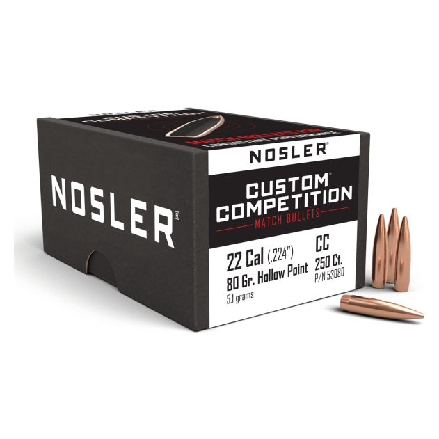Nosler Custom Competition CC - 22 80g HPBT (250ct) Bullets 53080